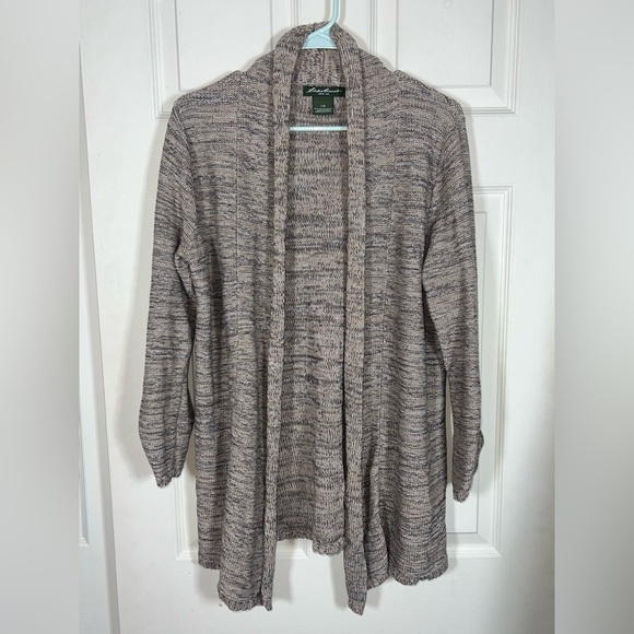 Eddie Bauer Heathered Open Cardigan with button tab sleeve detail - Picture 1 of 4